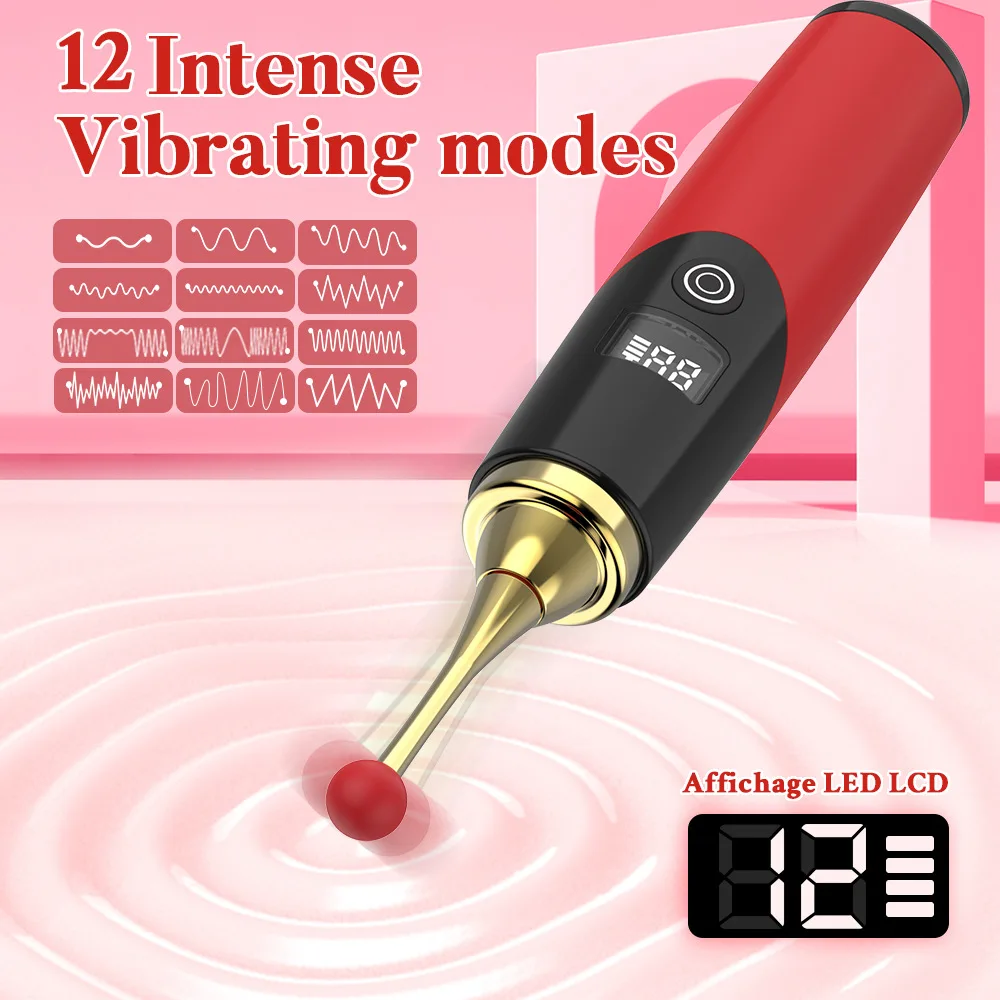 Vibromasseur à 12 fréquences de vibrations puissantes pour la stimulation clitoridienne, jouet sexuel pour adultes avec écran LCD pour l'orgasme féminin, massage du point C_voghion.com