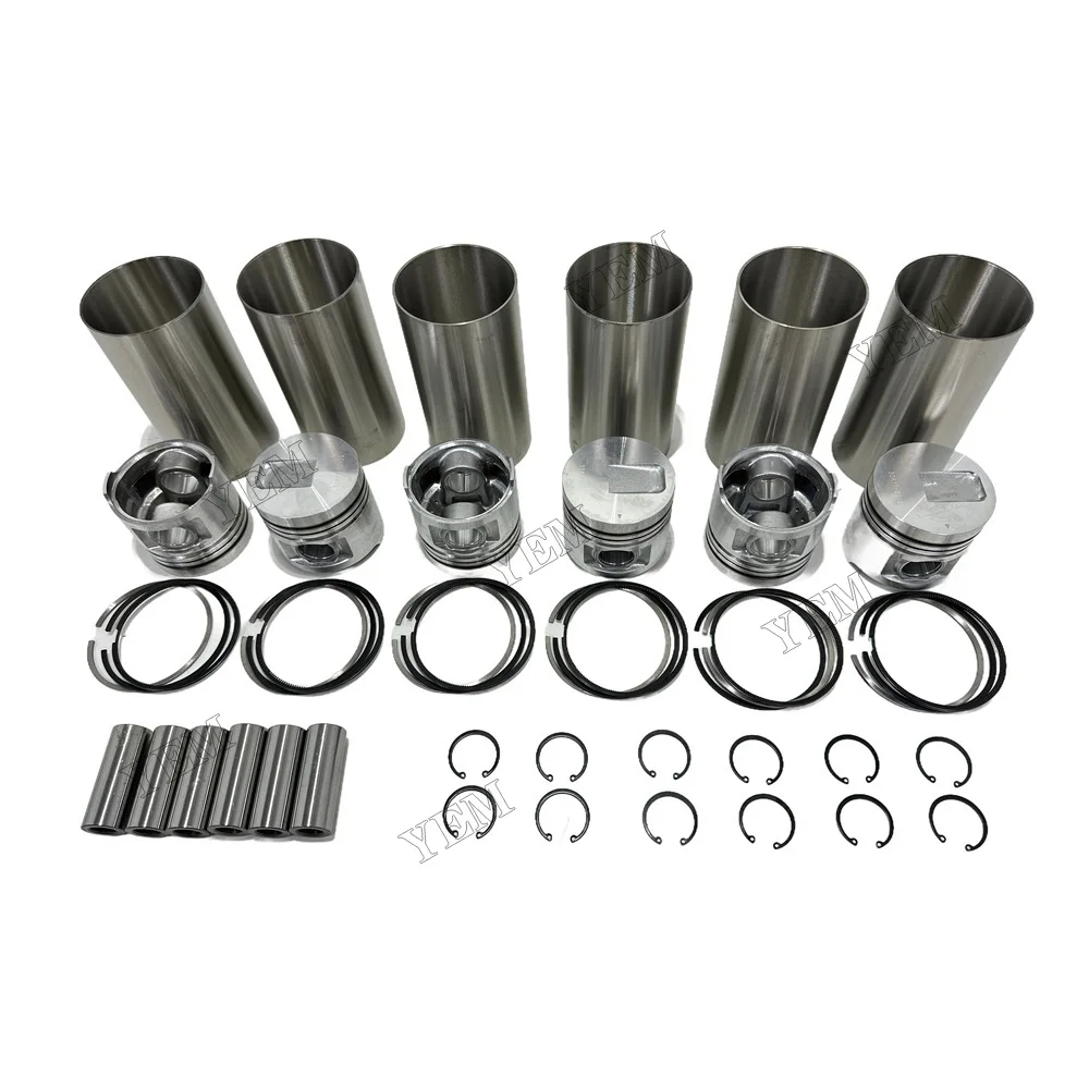 S6S Engine Piston With Rings Liner Set STD for Mitsubishi S6S Excavator Parts