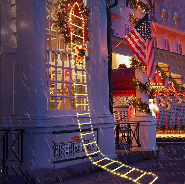 2024新款圣诞装饰品发光二极管云梯灯攀登圣诞老人户外万圣节感恩节圣诞树灯