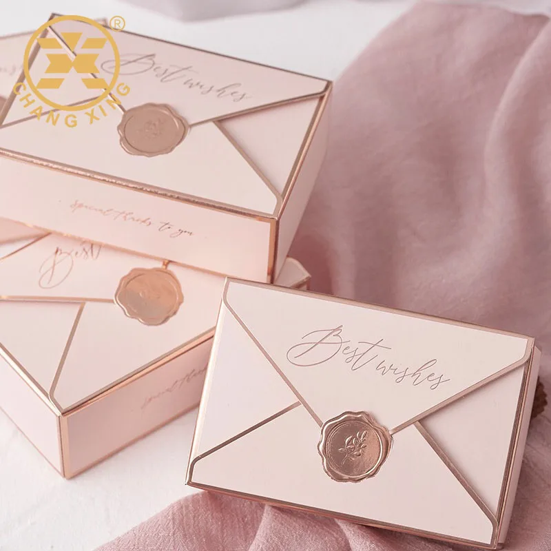 Empty Wedding Sweet Envelope Design Customized 6 Pieces Chocolate Praline Candy Packing Box With Labels