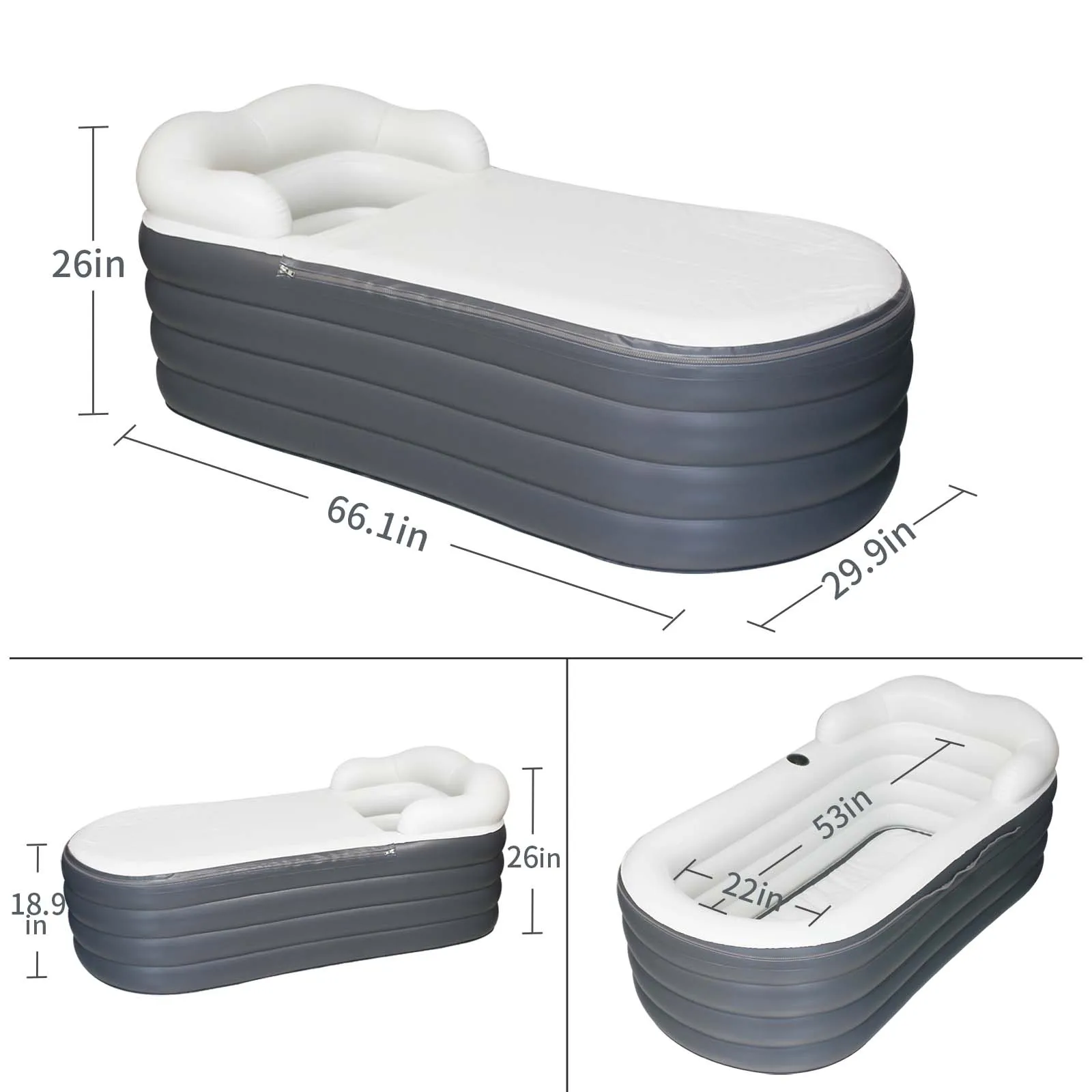 Inflatable Bathtub for Adults Spa Bathtub Foldable Portable Bathtub Blow up Bath Tub