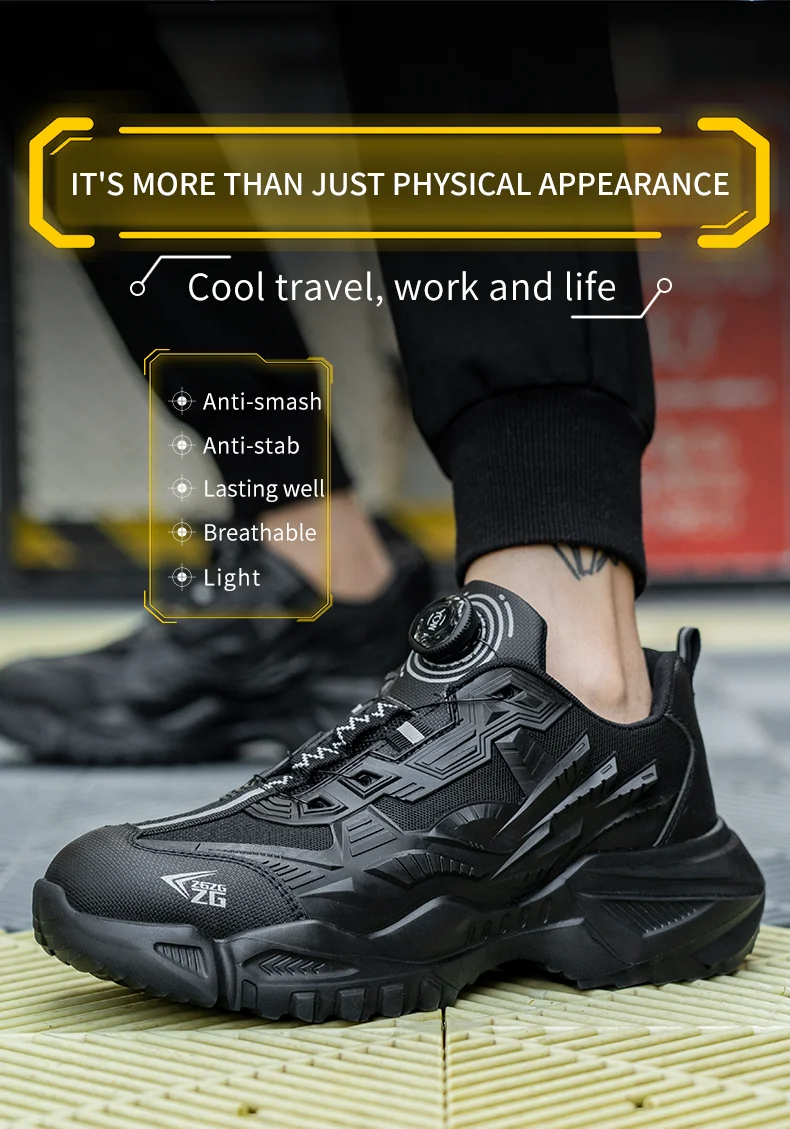 Twist Dial Lock Safety Shoes,Black Men Lightweight Safety Shoes ...