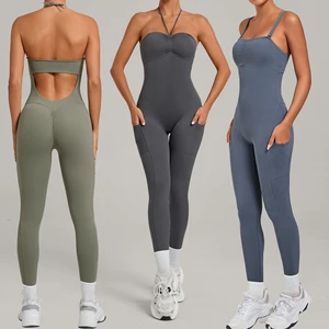 Custom One Piece Yoga Jumpsuit for Women Full Length Long Pants Casual Romper Playsuit Women Workout Clothing Fitness Bodysuit