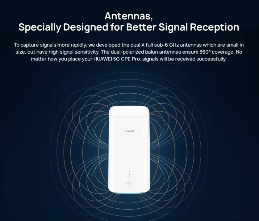 5G CPE Pro 2 H122-373 Wifi 6 Router - Max. LAN Data Rate
