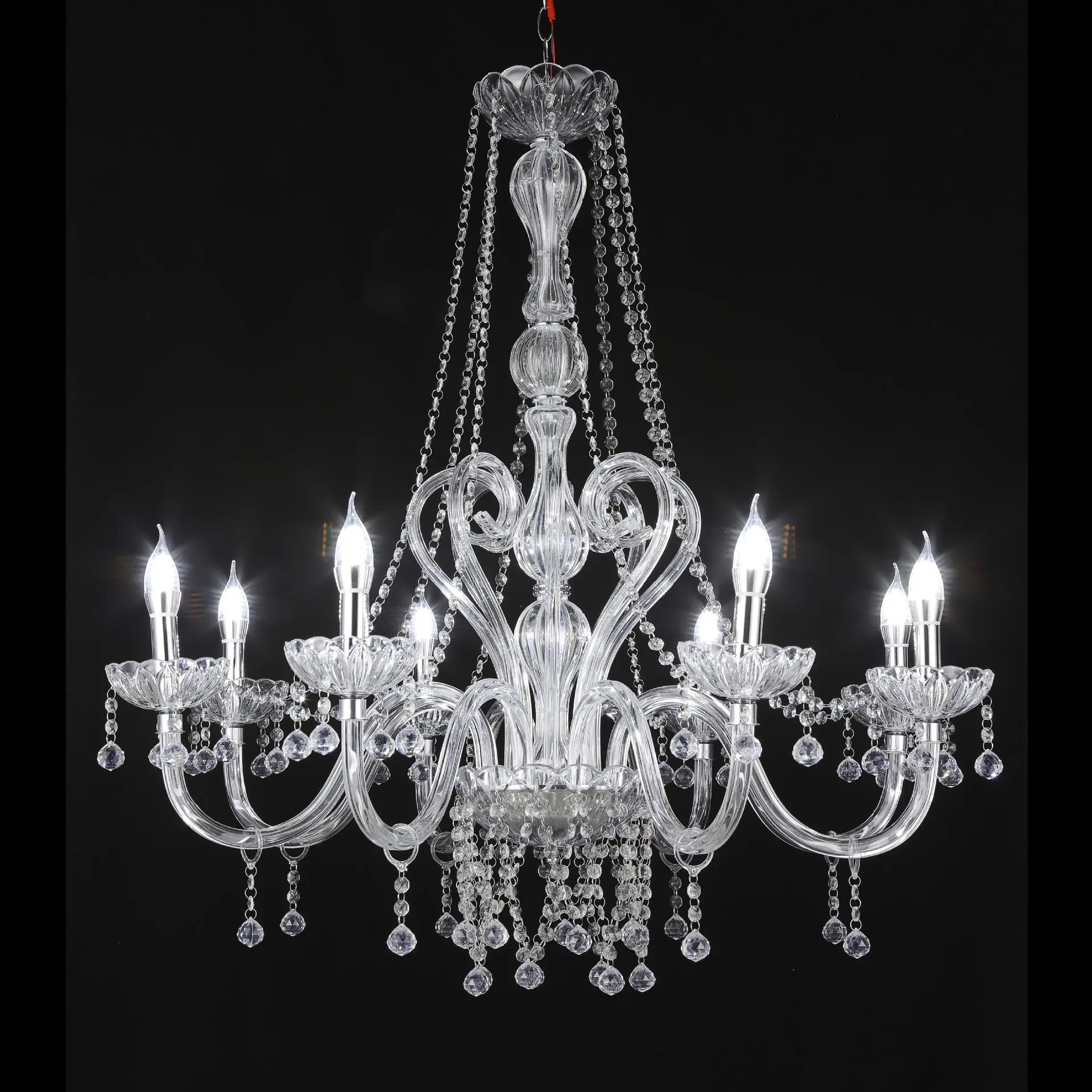 Vintage Hanging Lamp Modern with Fabric Shade Chrome European Crystal Chandelier