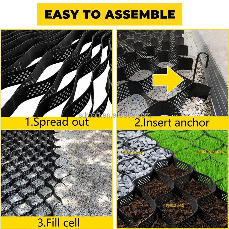 product high quality hdpe geocells durable retaining wall drive slope protection made from high quality pp material outdoor use-7