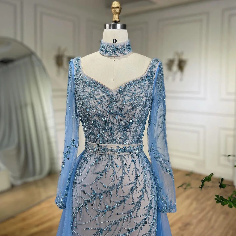 sachin and babi light blue dress Middle East Dubai New Evening Dress Set Cross border Foreign Trade Muslim  Women's Robe Two piece Dress Set Buy cheaply on Joom main image 1