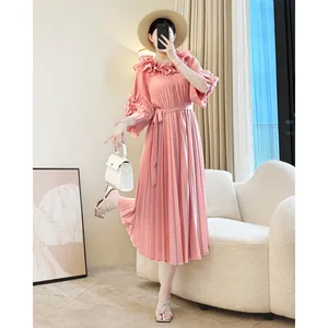 Miyake Women's Casual Pleated Dress High-End New Autumn Collection Available in Large Sizes Factory Outlet