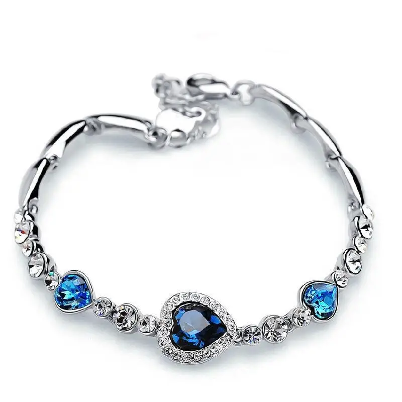 SONGK Titanic Coeur De L'Océan - Collier Et Bijoux Femme Cristal Bleu, Ensemble Élégant Mariage Et Fiançailles