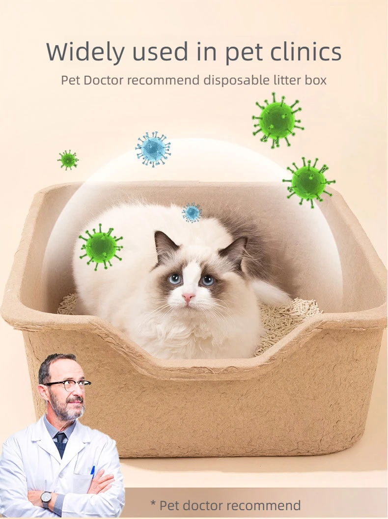 Portable Travel Cat Litter Box Ecofriendly Degradable Disposable With Antisplash Design