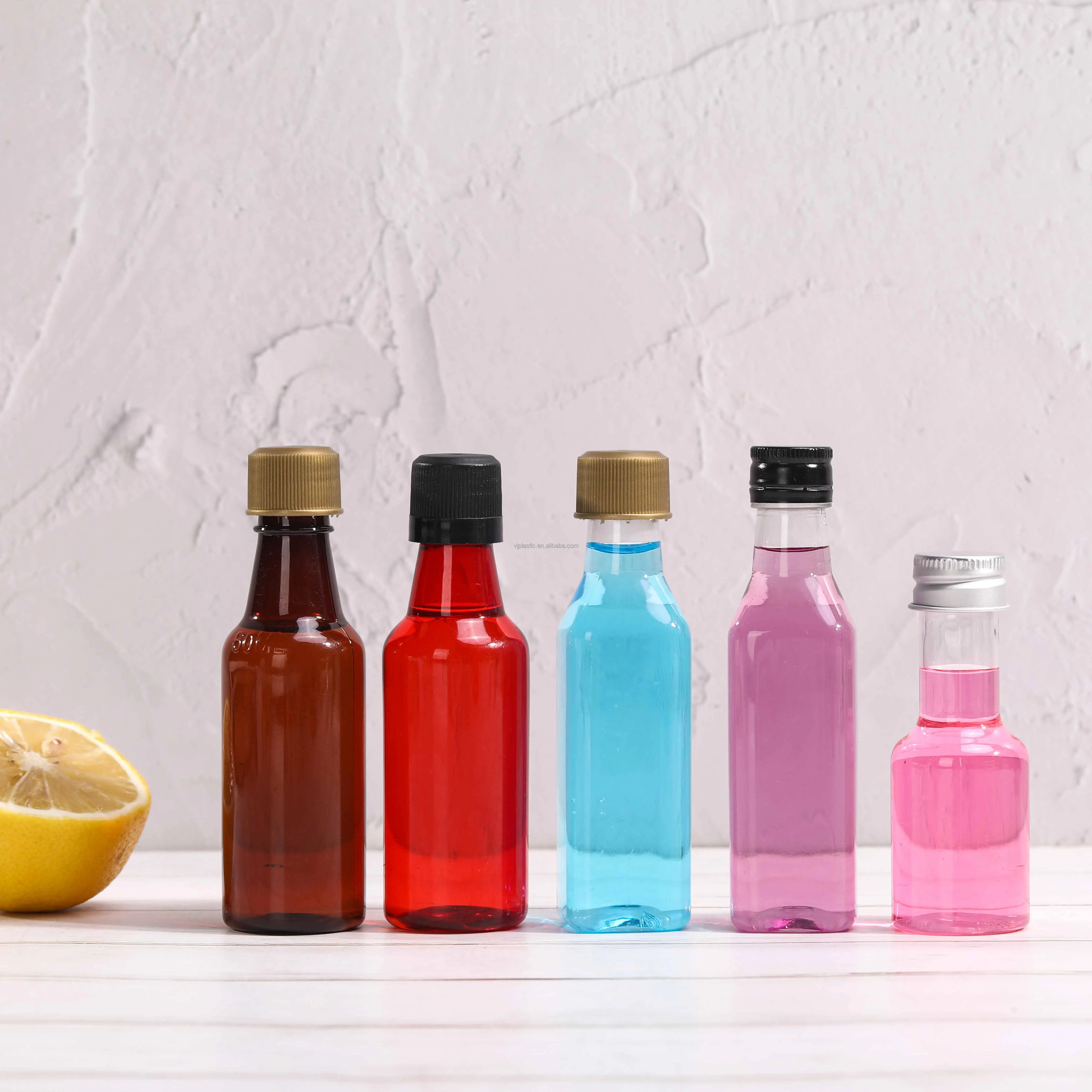 Wholesale 50ml Mini Small Sample Alcohol Juice Drinks Plastic Wine