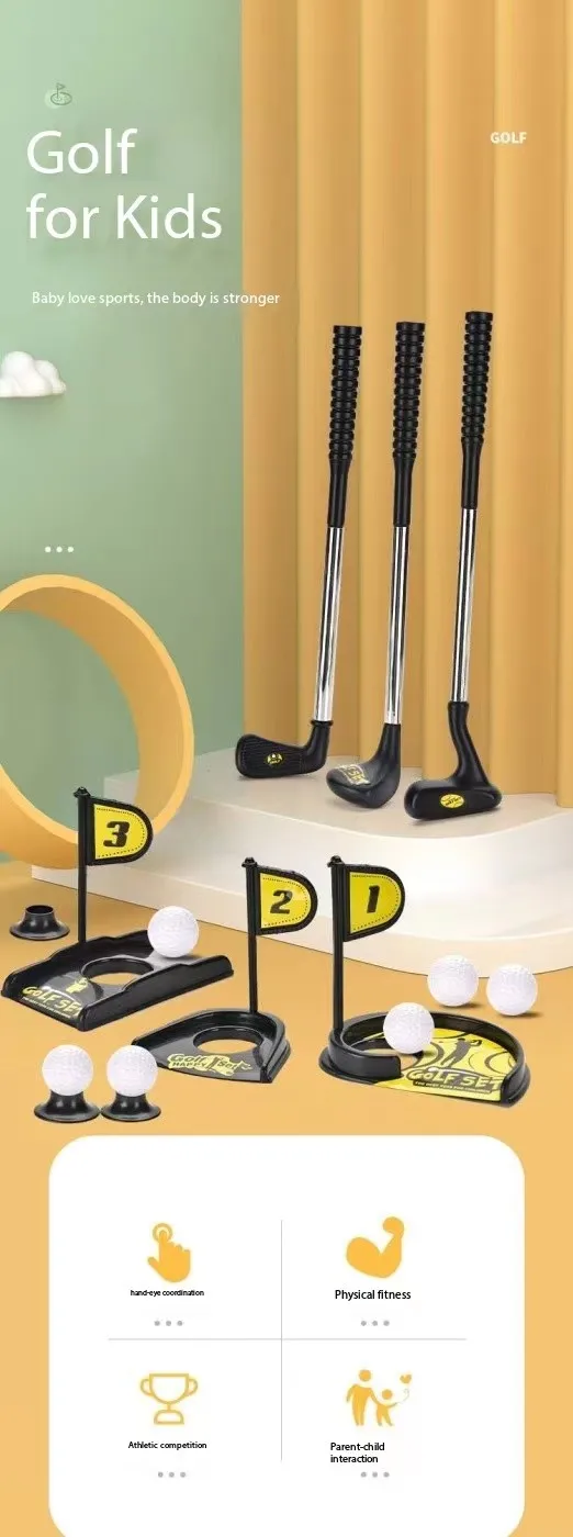 Golf Pro Set Toy For Kids Clubs Flags Practice Balls Sports Indoor Game