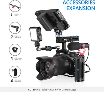 NEEWER Camera Cage Compatible with Canon EOS R5 R5C R6 R6 Mark II, Aluminum Alloy DSLR Rig Stabilizer with 1/4"&3/8" Threads detail image