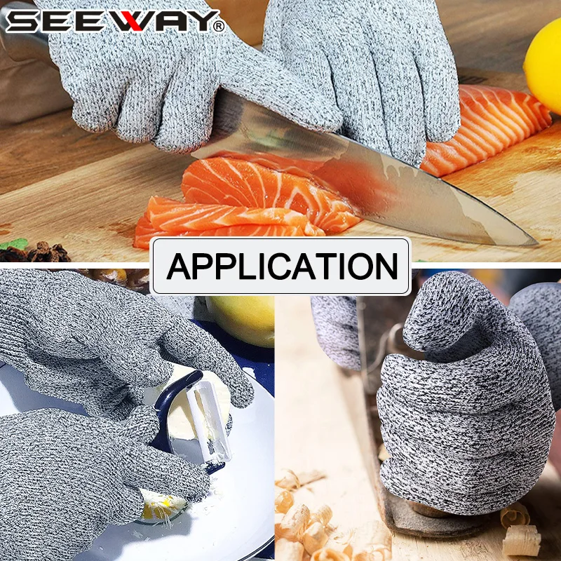 Seeway  HPPE Anti Cut Level 5 Protection Safety Gloves Cut Resistant Glove for Handjob Work