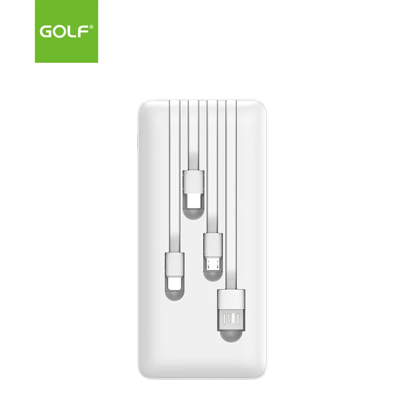 Built in Cable Slim Polymer External Battery Wholesale Consumer Electronic 10000mah Portable Power Bank With Cable