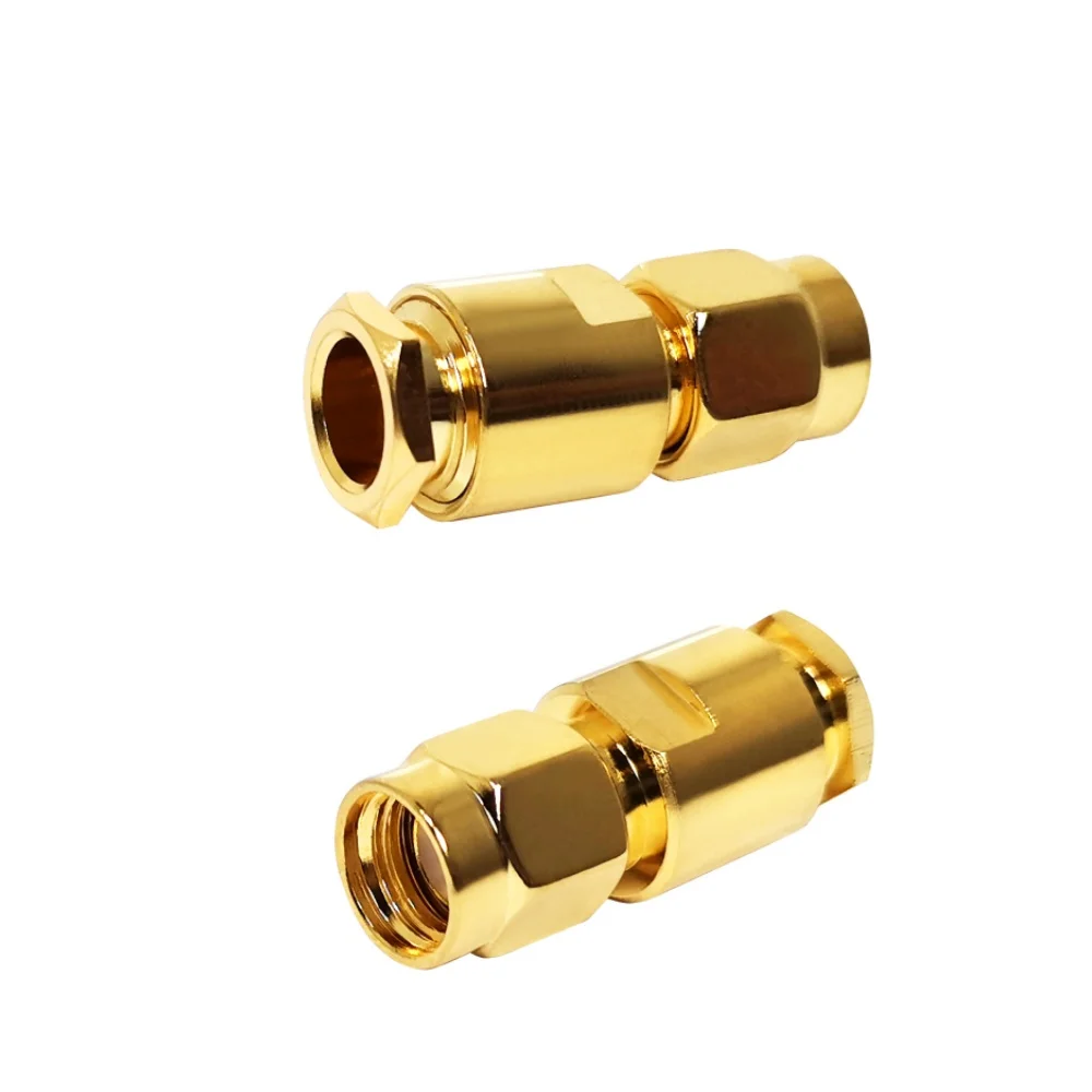 RP SMA Connectors Rp Sma Male Plug Crimp Coaxial Cable Connector for RG58/LMR195/LMR200 Cable Adapter