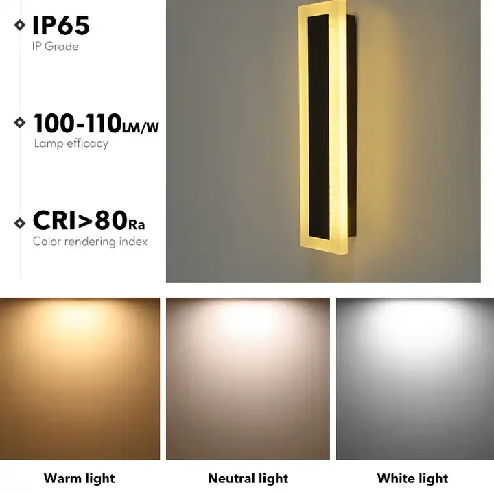 2024 Smart Ip65 Sconce RGB Light Linear Waterproof Outdoor Kebract Long Strip Vintage Wall Lamp for Home Garden Wandlamp