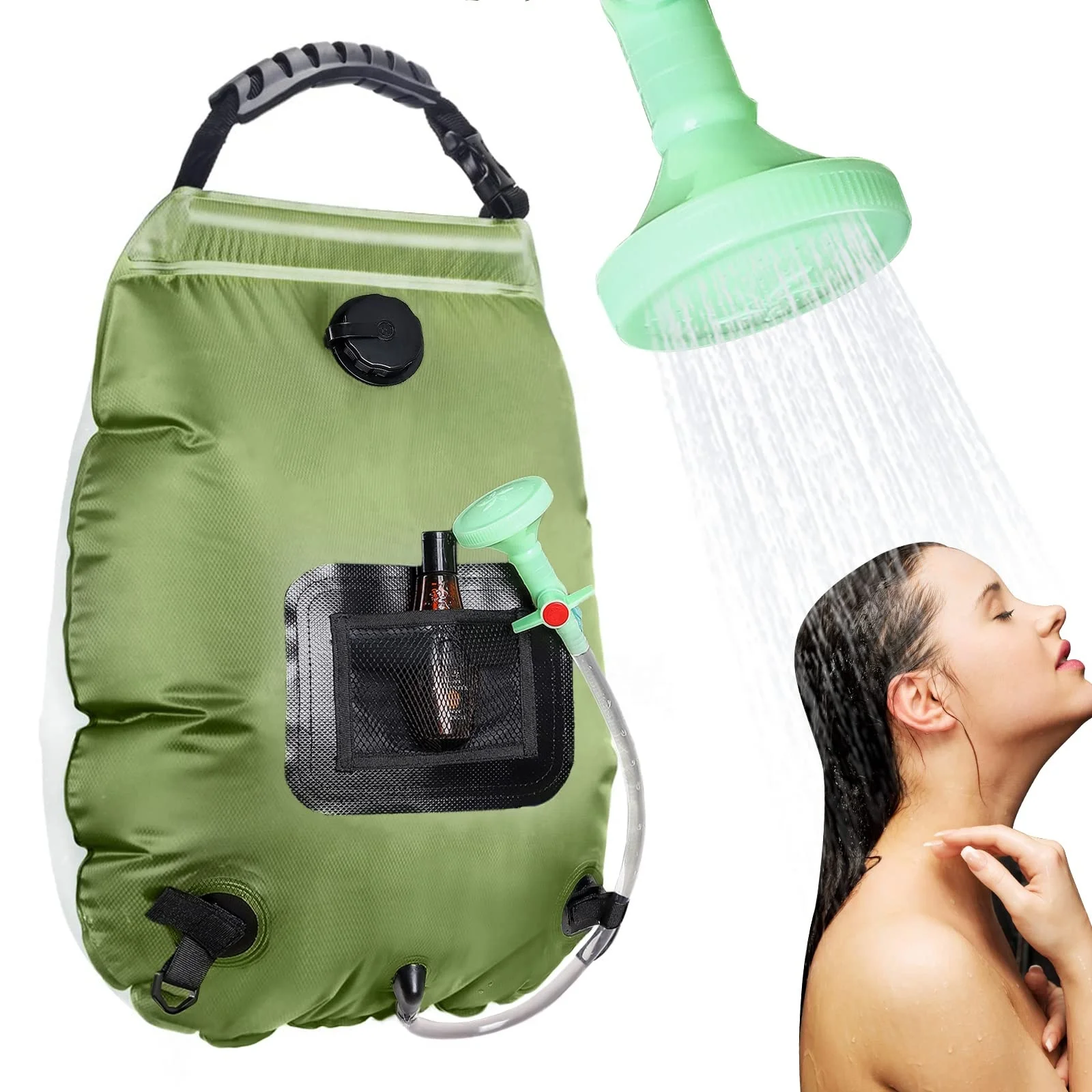20l Hanging Shower Tote Bag Pvc Portable Outdoor Travel Solar Camping Shower Bag With Removable Hose Switchable Shower Head