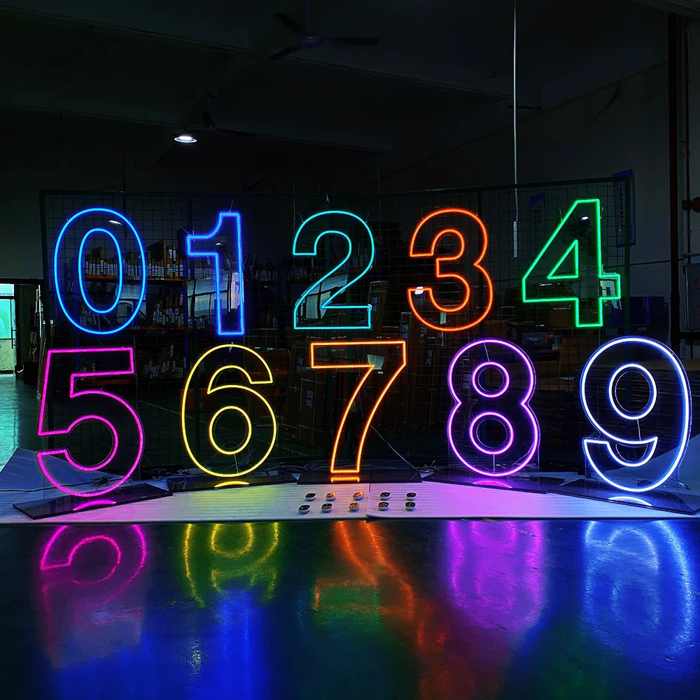 Winbo Free Design Rgb Neon LED Numbers Signs Standing Hang No Moq Logov 3ft 4ft Letters  Large Flex Custom Neon Numbers