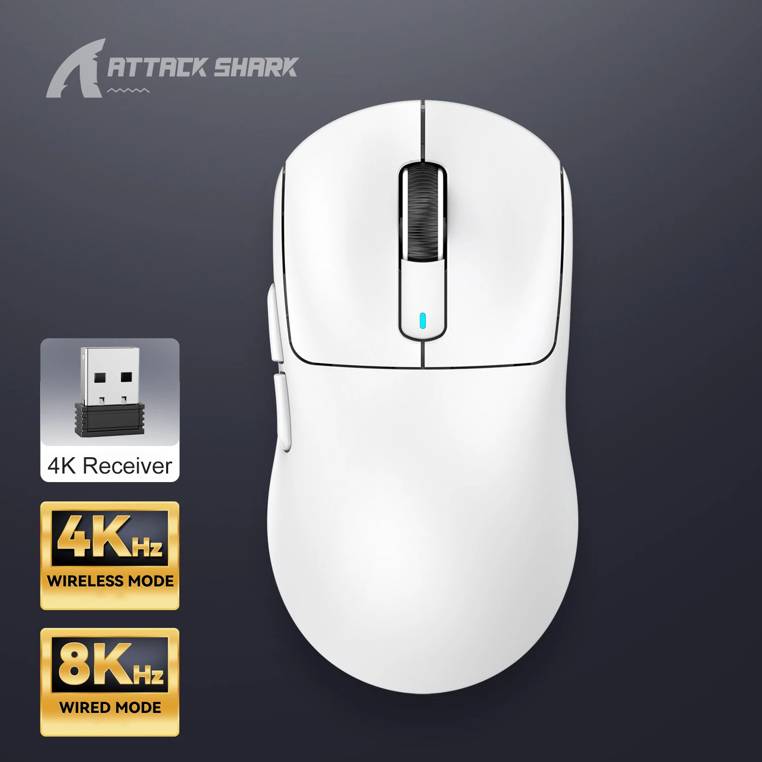 ATTACK SHARK R3PRO PAW3395 ホワイト ワイヤレスマウス ワイヤレス ゲーミング マウス | 超軽量 49G | 26K DPI