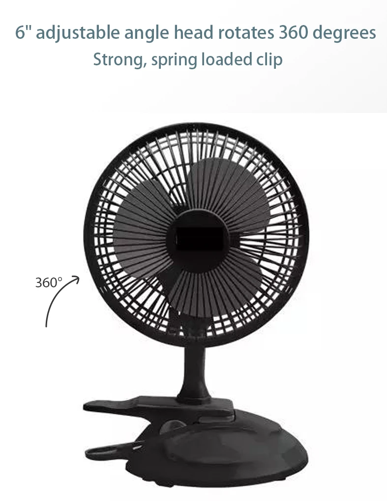 6" Adjustable Angle Head Rotates 360 Degrees Whisperquiet Table Fans