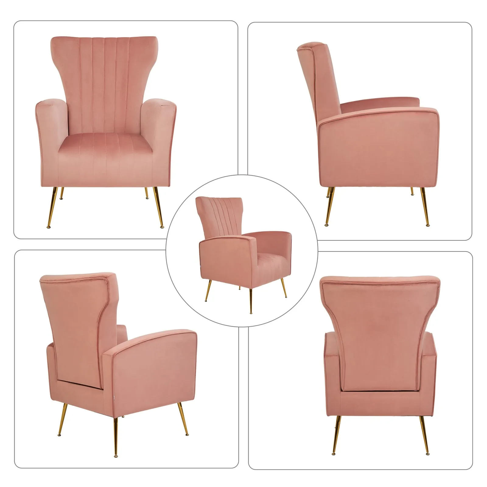 Merry Luxury Simple Lazy Sofa Nordic One Seat Metal Legs Velvet Fabric Accent Chair Living Room Sofa Chair manufacture
