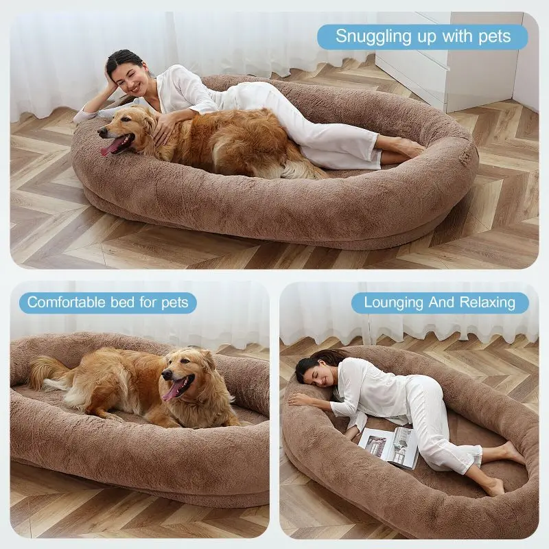 Memory Foam Luxury Human Size Dog Bed Giant Large Xl Donut Cave Sofa