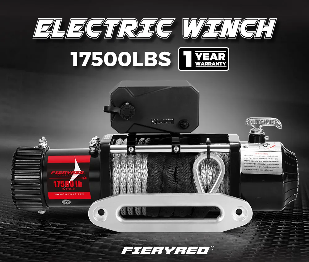 Fieryred 12v 17500lbs Electric Winch Heavy Duty Ip67 Waterproof Electric Recovery Winch For 4x4