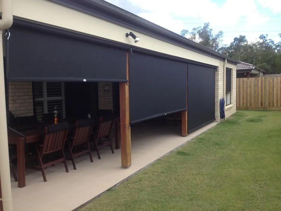 Motorized Outdoor Windproof Zipper Track Roller Blind for Outside Windproof Waterproof Sunshade