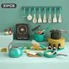 Kitchen toy with induction cooker (31pcs, green)