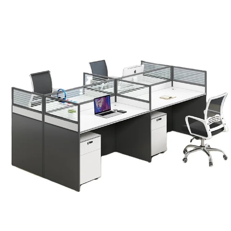 Modern Design 4-Seater Office Cubicles Workstations Convertible Wooden ...