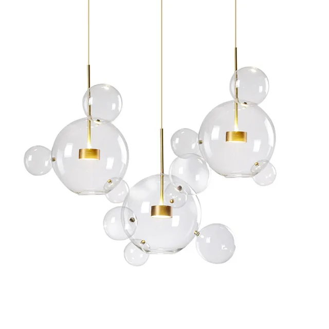 Popular Villa Deco 1 4 6 Glass Bubble Pendant Lighting Kitchen Home Market Store Decor LED Clear Frosted Glass Chandeliers