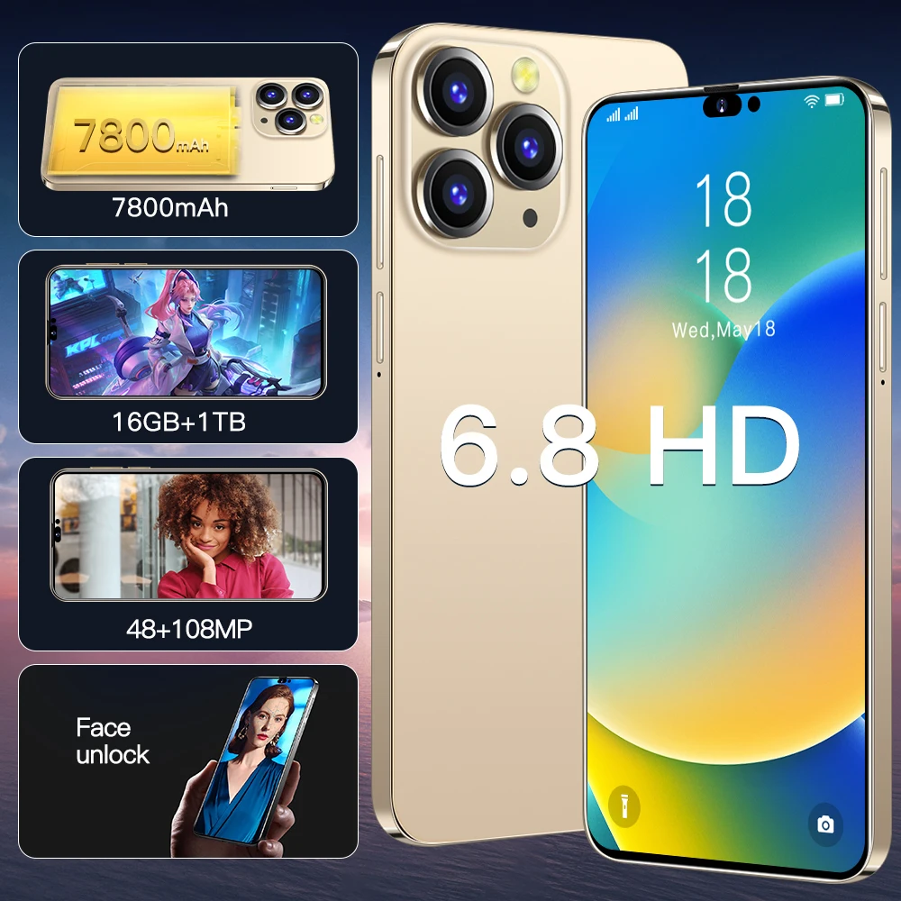 Original 12 Clone I14 Pro Max Celular Android Smartphone 5g I 512gb ...