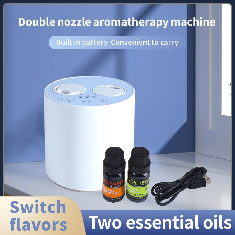 Wireless Pure Essential Waterless Aroma Diffuser Smart  Essential Oil Car Nebulizer  with 2 Flavors Change  Conveniently