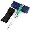 Green shell handle with white blade