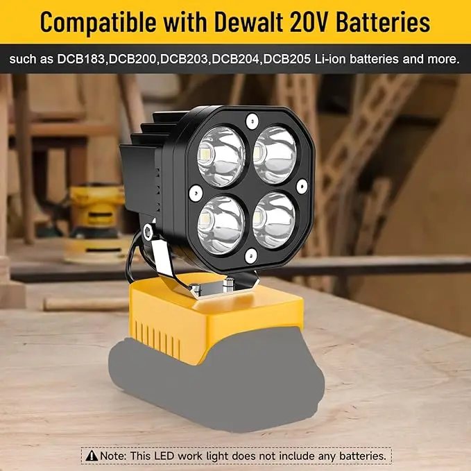 Portable LED Work Light For Milwaukee 18V Battery, 38W 3800LM Cordless Flood Lights With Low Voltage Protection And Usb Type C Charger Port - View #6