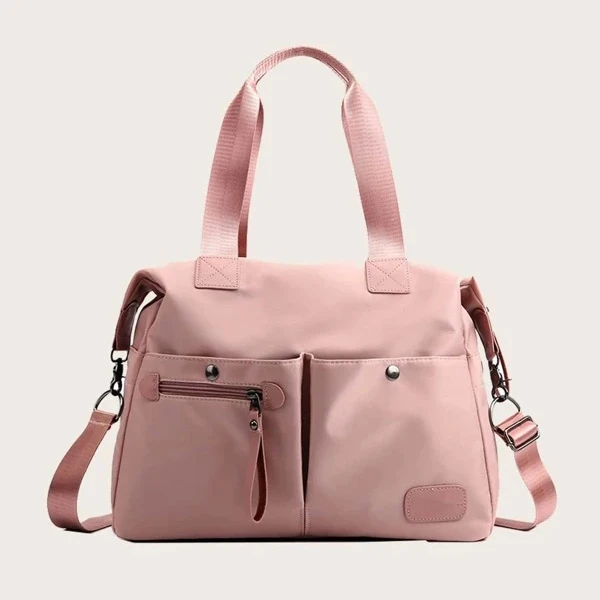 Женская Большая большая Розовая нейлоновая спортивная сумка-тоут с надписью для поездок сумка напечатанным логотипом