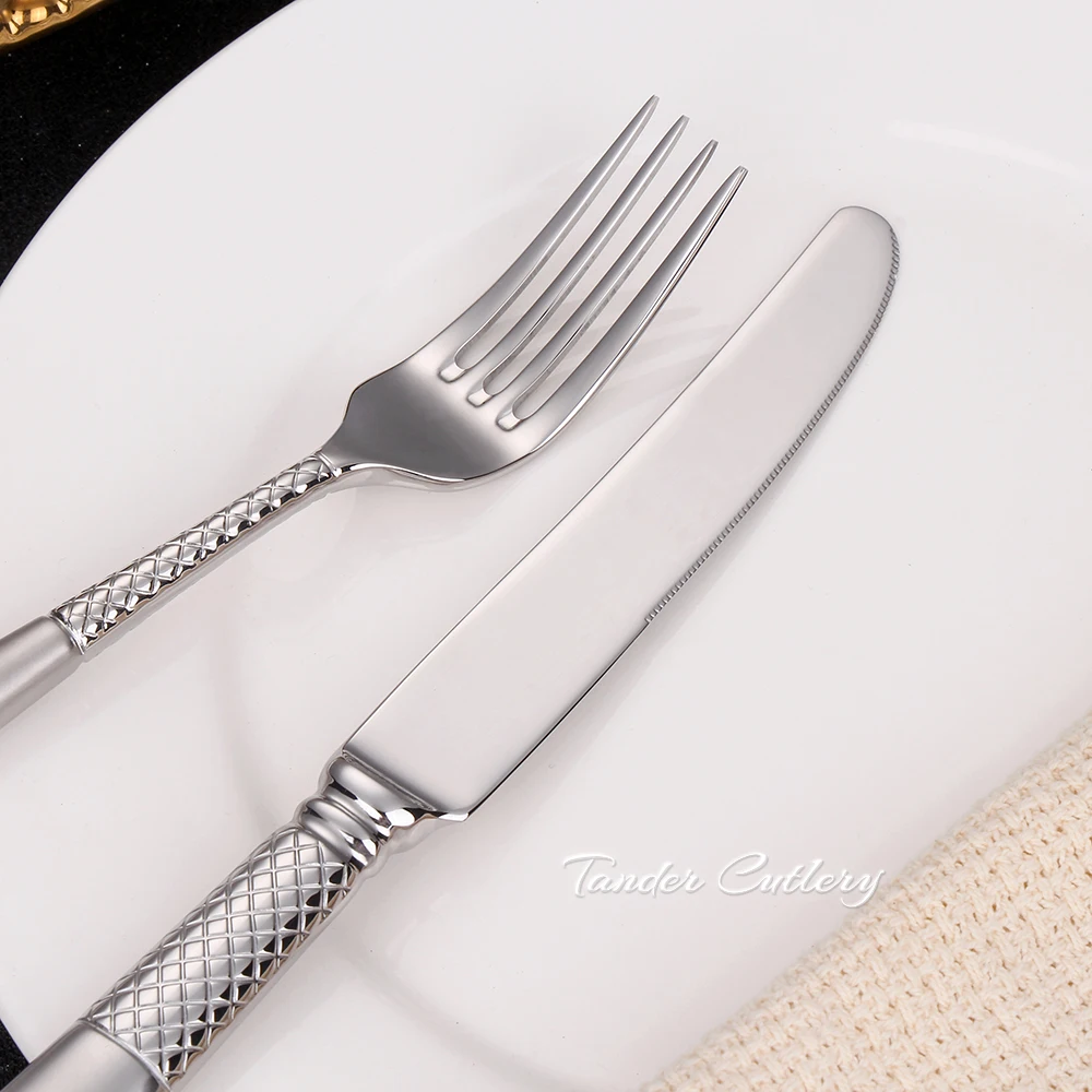 
 Роскошный набор столовых приборов Santin из нержавеющей стали с серебряным и золотым покрытием, свадебный набор столовых приборов в Королевском Стиле  