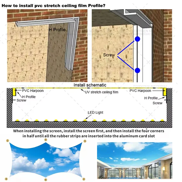 pvc stretch ceiling film system project h aluminium ceiling profile frame for stretch ceiling-5
