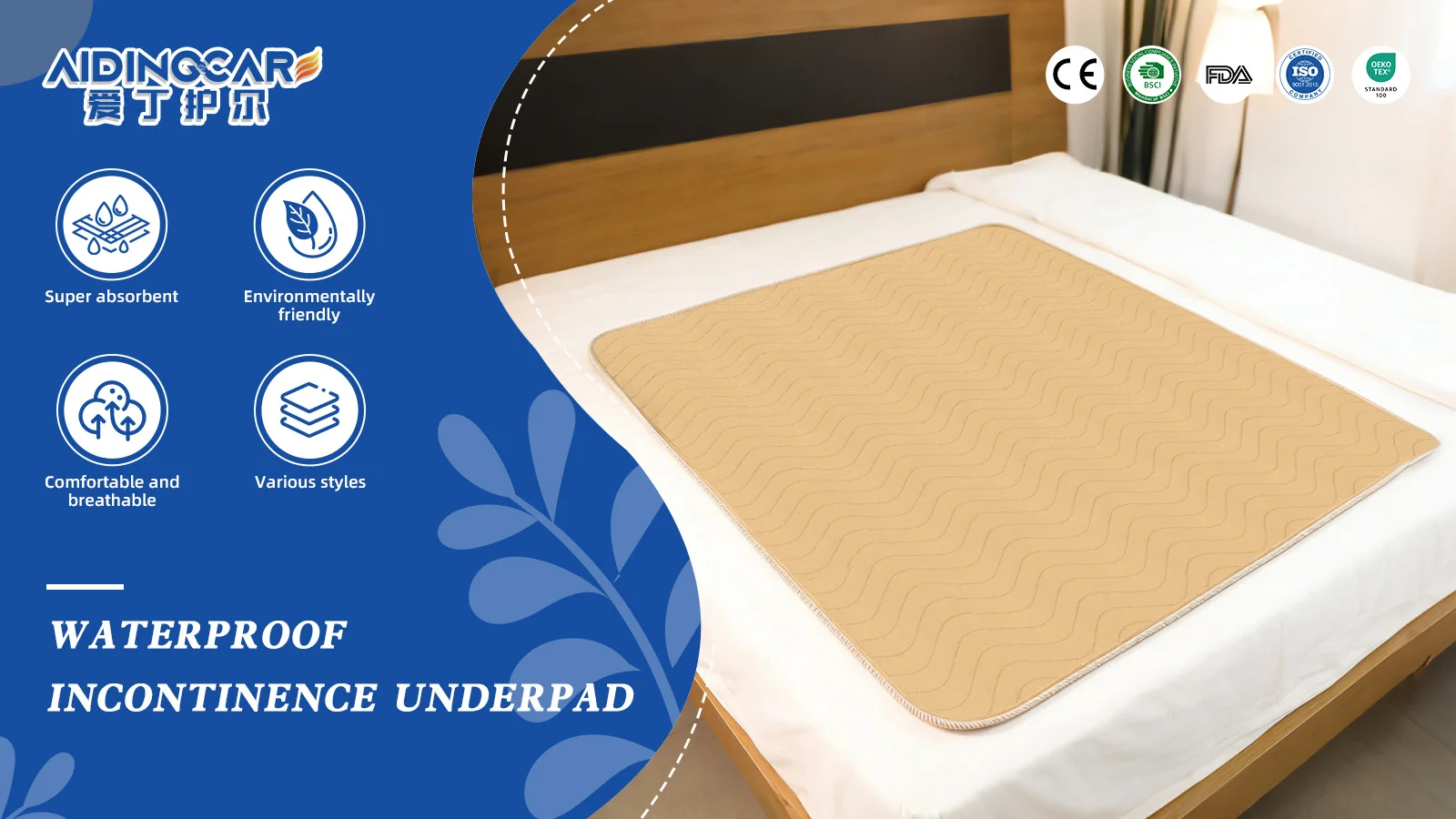 Wholesale Waterproof Quilted Underpads Machine Washable Large Sheet Pr - product detail 1