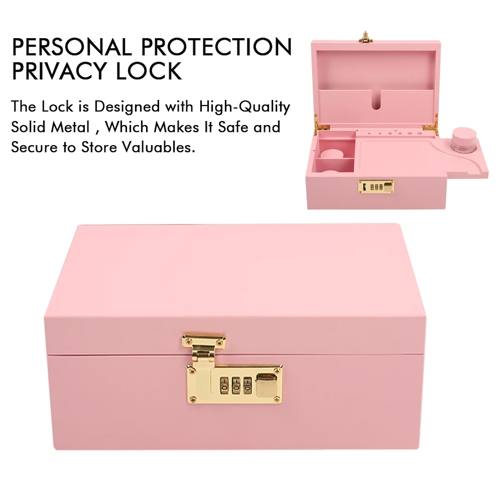 pink Customize LOGO Smoking case Accessories Nature Bamboo Wooden Smoking Herb Stash Box with Jars Lock Combo Kit