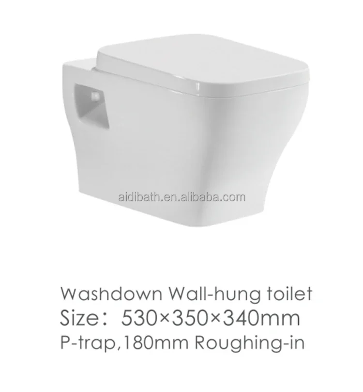 High Quality Water Saving European Wall Hung Toilet Square Shape Ceramic Sanitary  Ware WC Wall Hung Toilet details