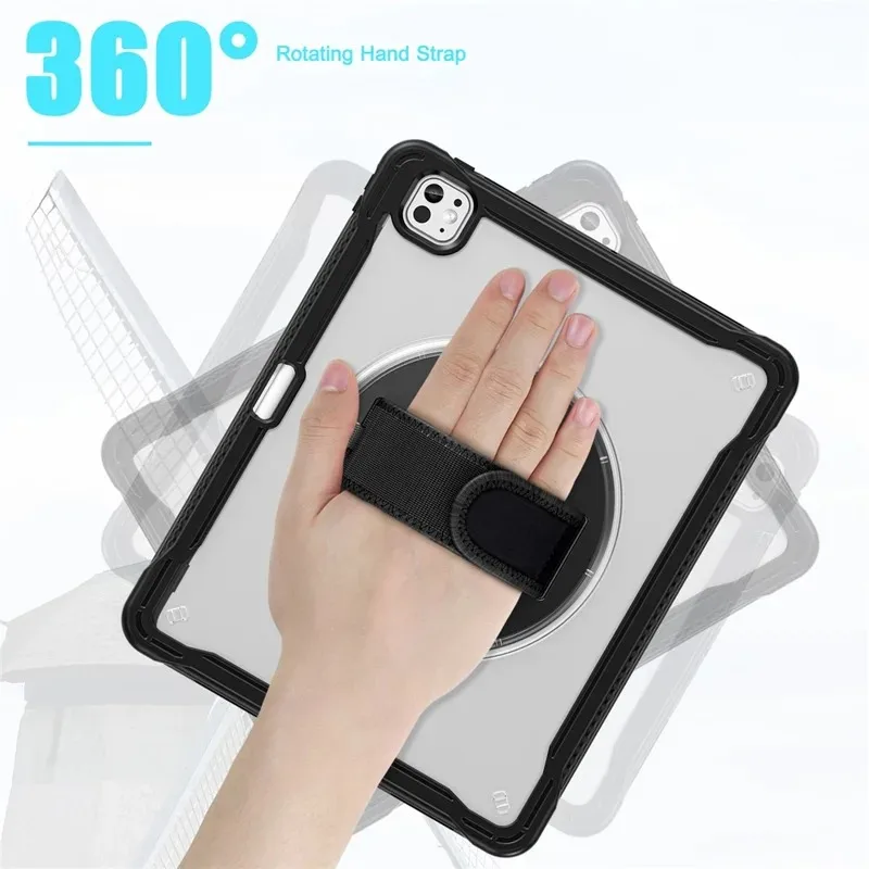 product for ipad pro 13 2025  2024 case stand pctpusilicone  anti fall stable stand with rotating hand strap double layer design-9