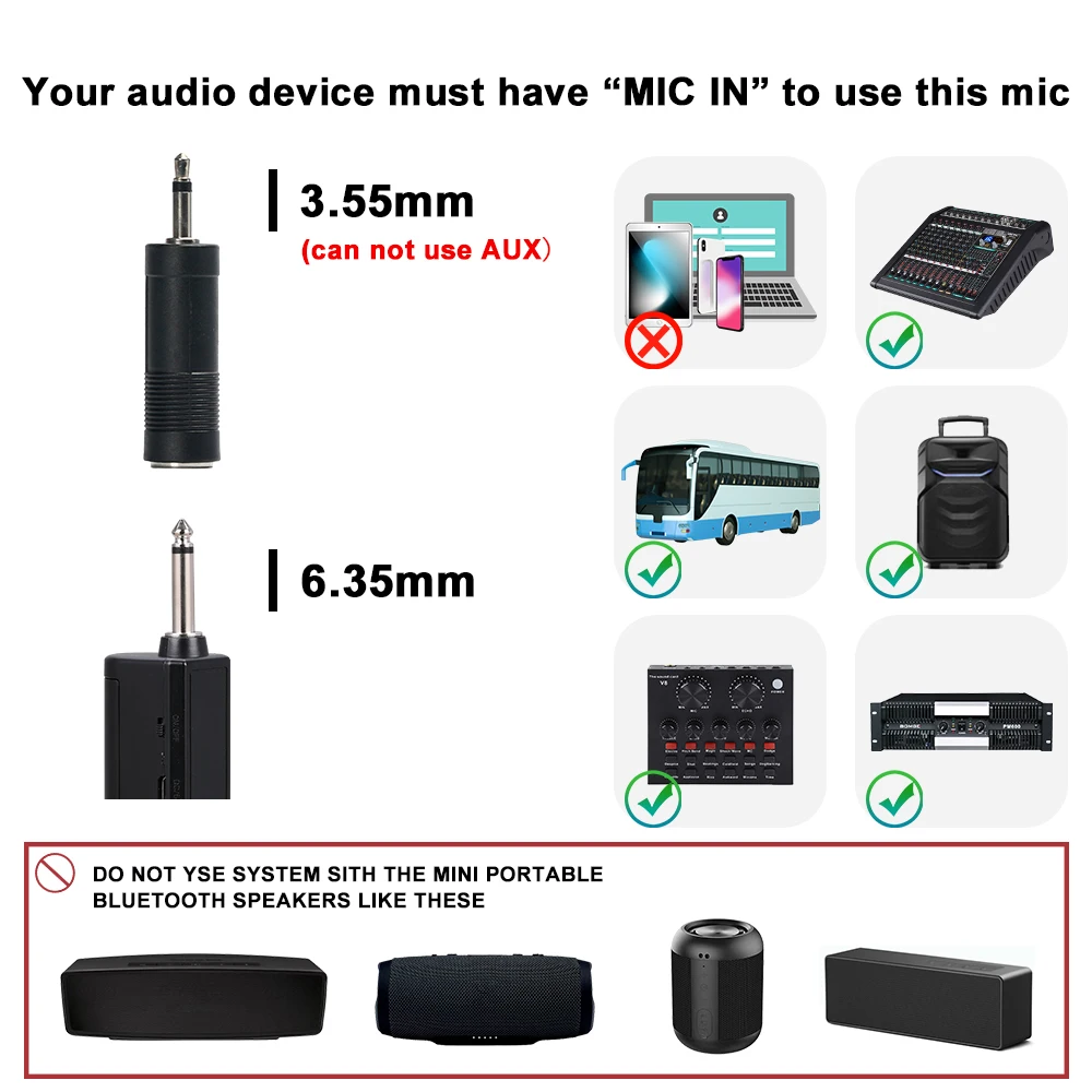 BOMGE Uhf Wireless 1 Handheld Microphone System Module with 1receiver for Audio