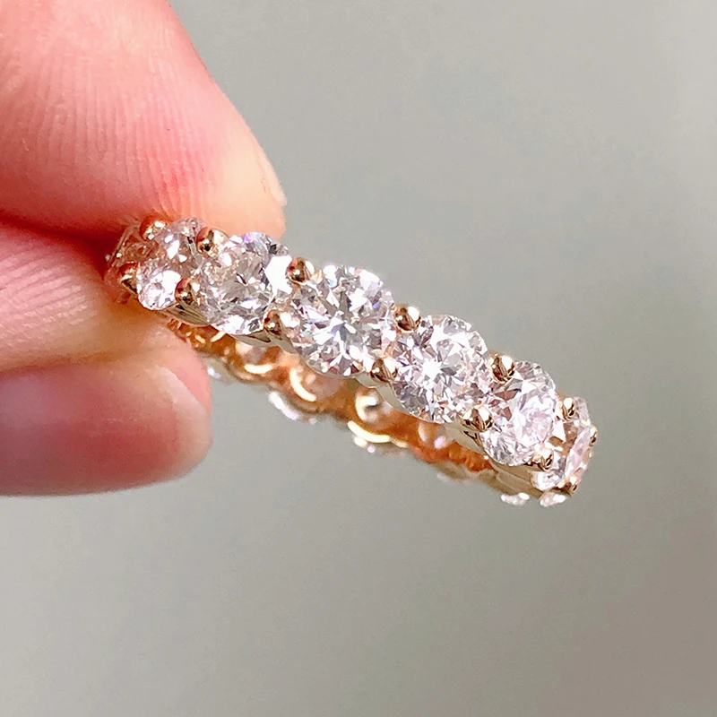 14k wg リング 10K 14K 18K ゴールドラウンドカットラボダイヤモンドフルエタニティリング