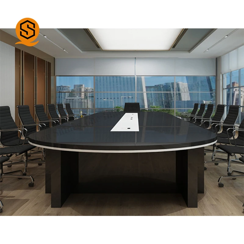 Black Gloss Conference Room Table Modern Design Office Smart Small Round Conference Tables