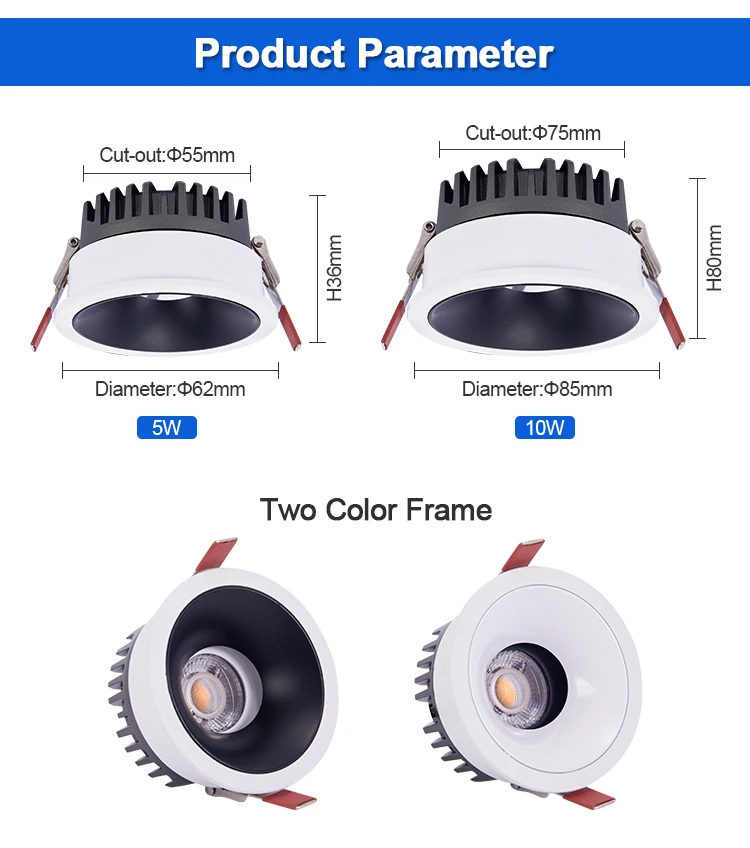 Corrosion Resistant 10W Ceiling Light Recessed Spot Light Adjustable Angle LED Spot Light LED Downlight