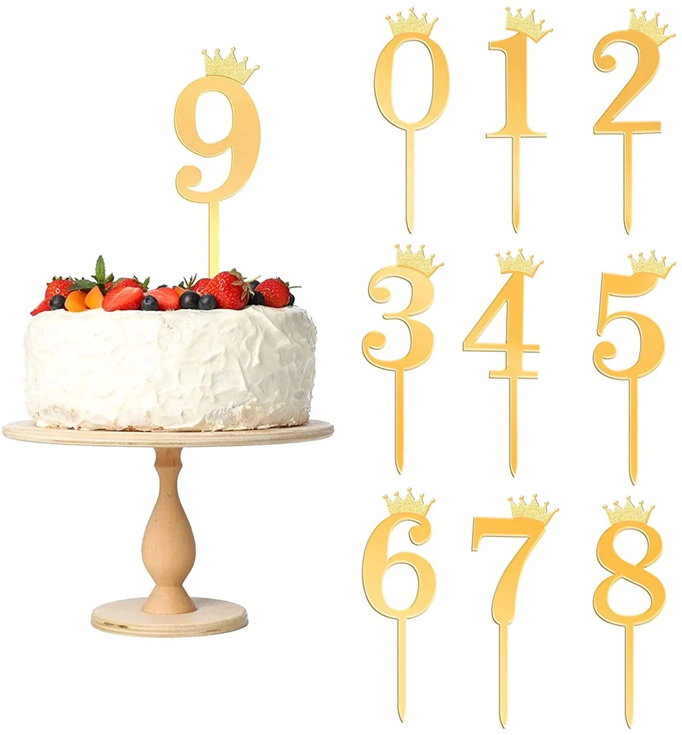 0-9 Number Candle Cake Toppers Glitter Birthday Party Cake Baking Decoration 
