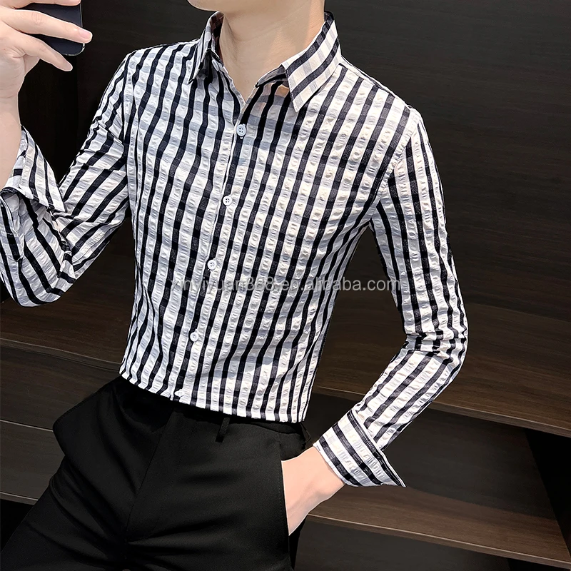 Trendy Long Sleeve Plus Size Men's Shirts Wholesale Stretch Casual ...
