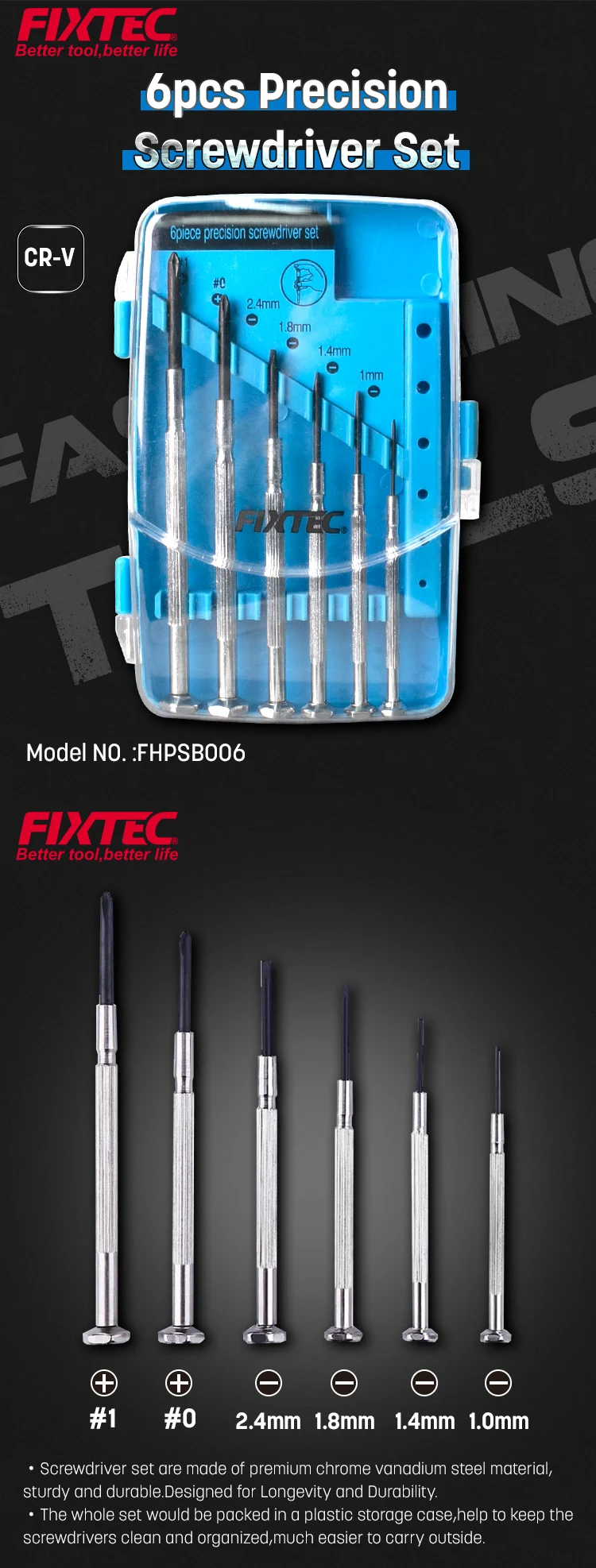 Fixtec Crv Manual Screw Driver Repair Mini Precision Screwdriver Set